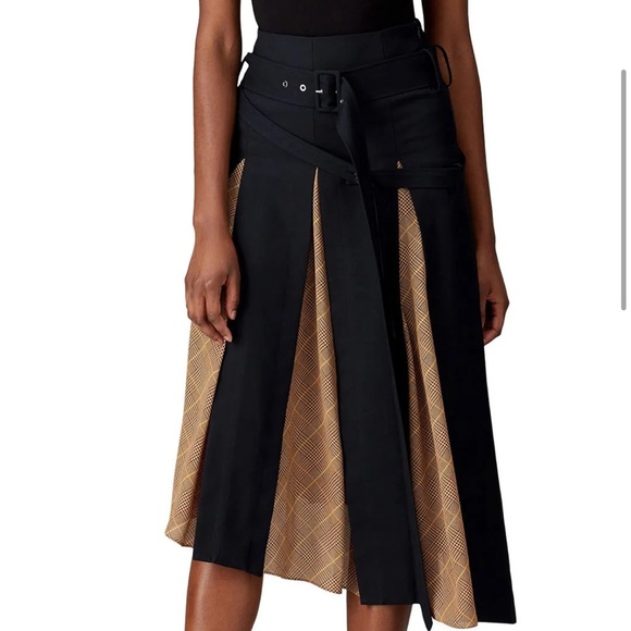 rokh Navy Scarf Insert Skirt Pleated Asymmetrical Midi - Picture 2 of 16